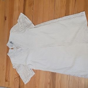 High neck white lace dress